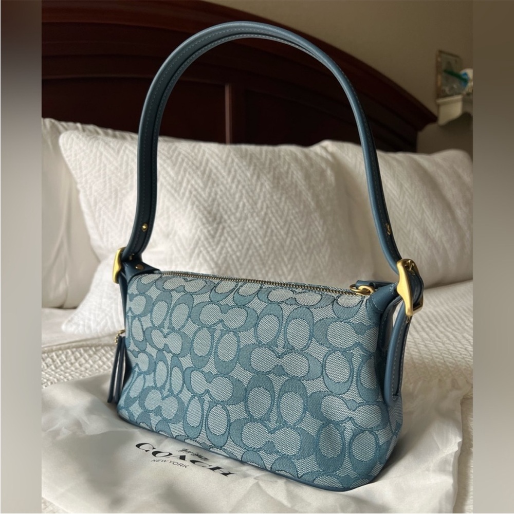 Coach 🩵 Demi Re-Edition 2003 Blue Jacquard Shoulder Bag - Picture 11 of 13